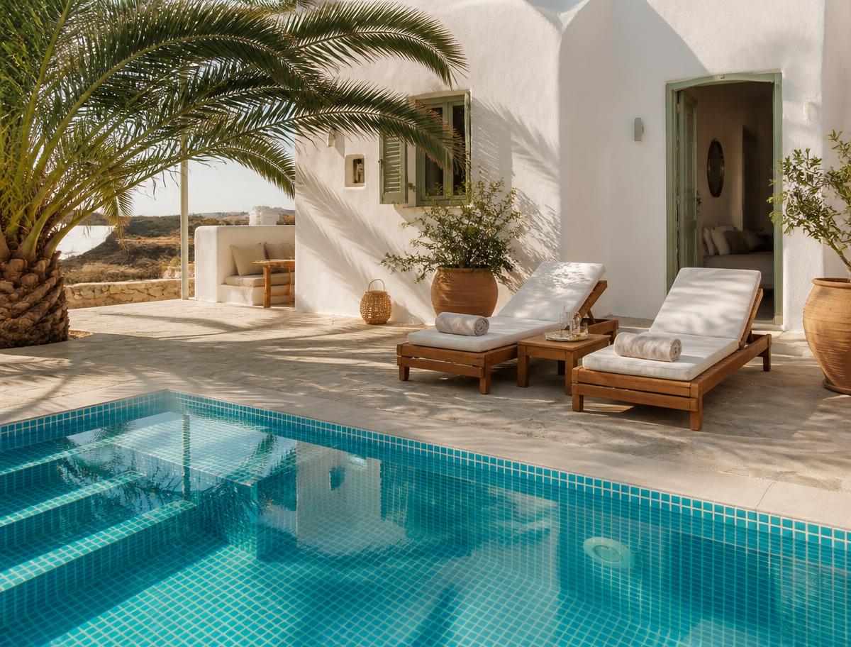 Pool terrace of a Mediterranean holiday home